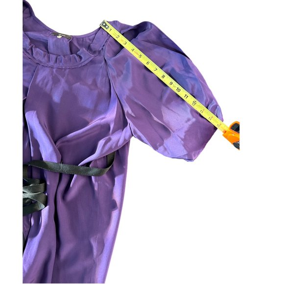 NWT Vera Wang Purple Silk Blouse w/Black Wrap Around Belt Size 8 - Picture 15 of 15